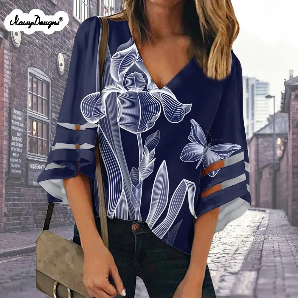 noisydesigns-blouses-beach-long-cutout-sleeve-office-shirt-for-ladies-loose-v-neck-tops-blouse-women-flowers-print-clothing