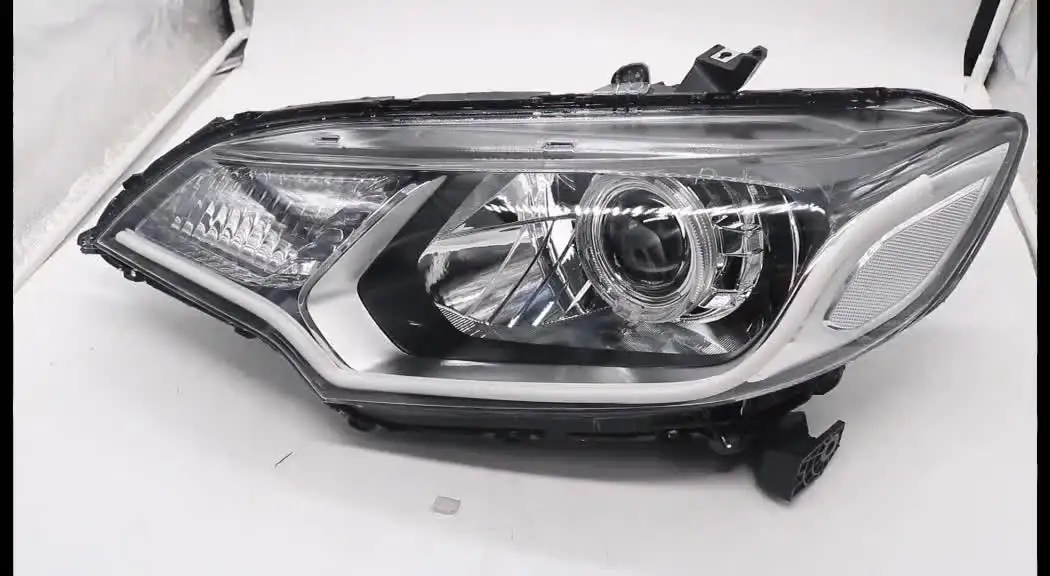 Totally DIY manual made retrofit Headlight Assembly for Honda-Fit -Jazz 2014-2018 with HD Hella-5 lens LED Angel Eye DRL