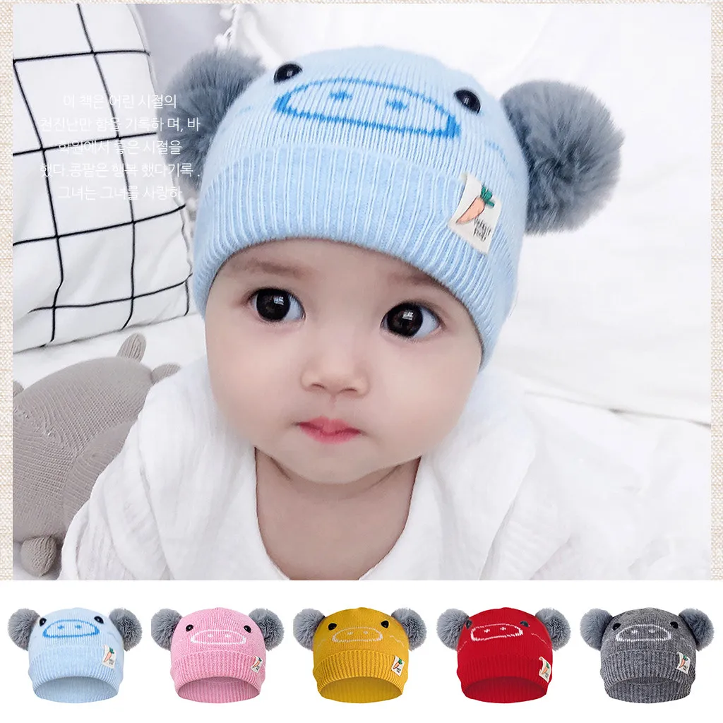 Милые повседневные Шапки для новорожденных; реквизит для фотосессии новорожденных; зимняя теплая шапка с героями мультфильмов; детская зимняя шапка; шапка для детей