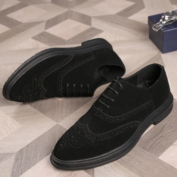 

Men Dress Shoes Gentleman Suede Leather Business Paty Leather Wedding Shoes Men Flats Oxfords Formal Shoes