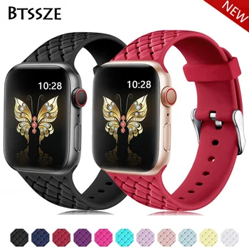 

Strap for Apple watch band 44 mm 40mm Woven Pattern silicone pulseira watchband for iwatch band 42mm 38mm correa watch 5 4 3 2