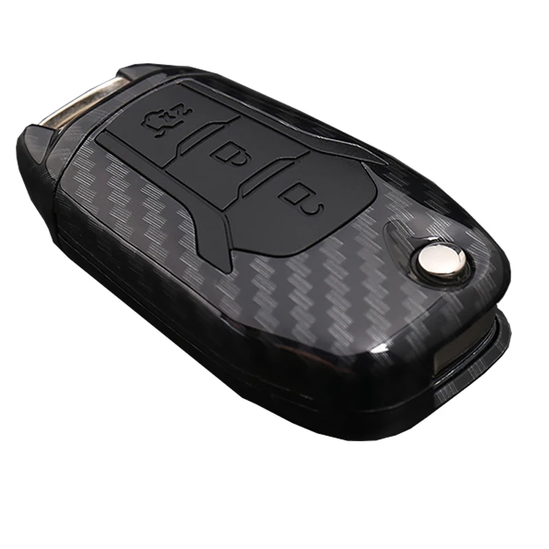 ABS карбоновый Автомобильный ключ крышка для Ford Fusion Fiesta Escort Mondeo Everest Ranger аксессуары автомобильный брелок для ключей крышка Держатель - Название цвета: Carbon Black