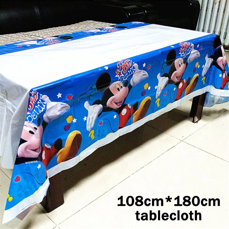 Микки Маус ноготь стикер вечерние Подарки одноразовые столовые приборы на день рождения праздничные украшения для мальчиков события вечерние фэйвер - Цвет: 108180cm Tablecloth