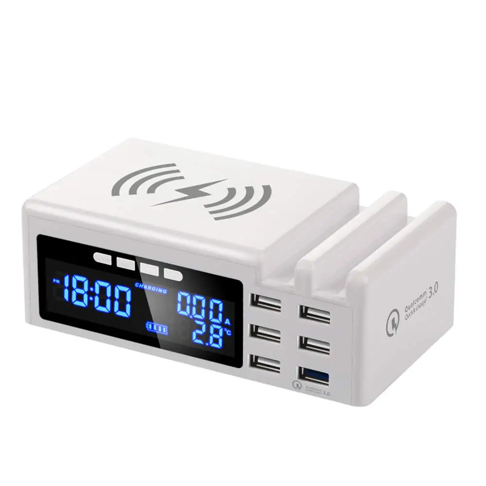 

Bakeey Charging Station 6 USB Quick Charge 3.0 45W Wireless Charger Desktop Charging Station For Multiple Devices Phone Tablet