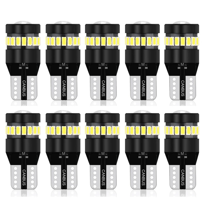 

10Pcs T10 Led Canbus W5W Led Bulbs 168 194 6000K White Signal Lamp Dome Reading License Plate Light Auto 12V