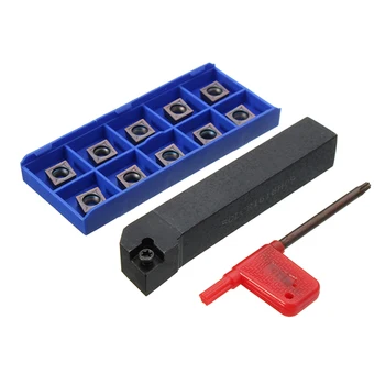 

SCLCR1616H09 Professional Holder Lathe Turning Tool & 10Pcs CCMT09T304 Carbide Inserts & Wrench for Steel Processing