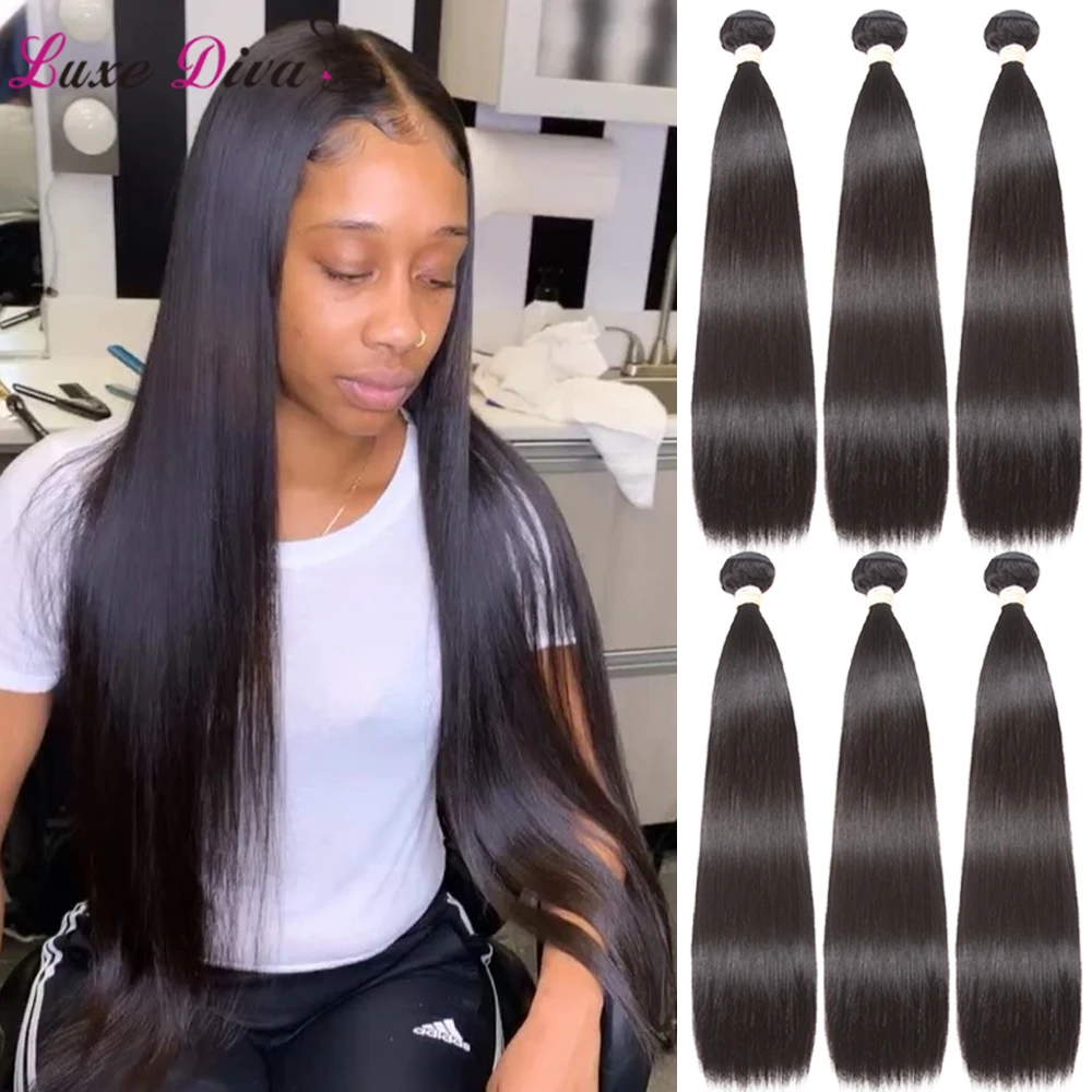 

Luxediva Brazilian Straight Hair Weave Bundles Human Hair Bundles 1 2 3 4 Bundles 26 28 30 Inches Remy Hair Extensions Deals