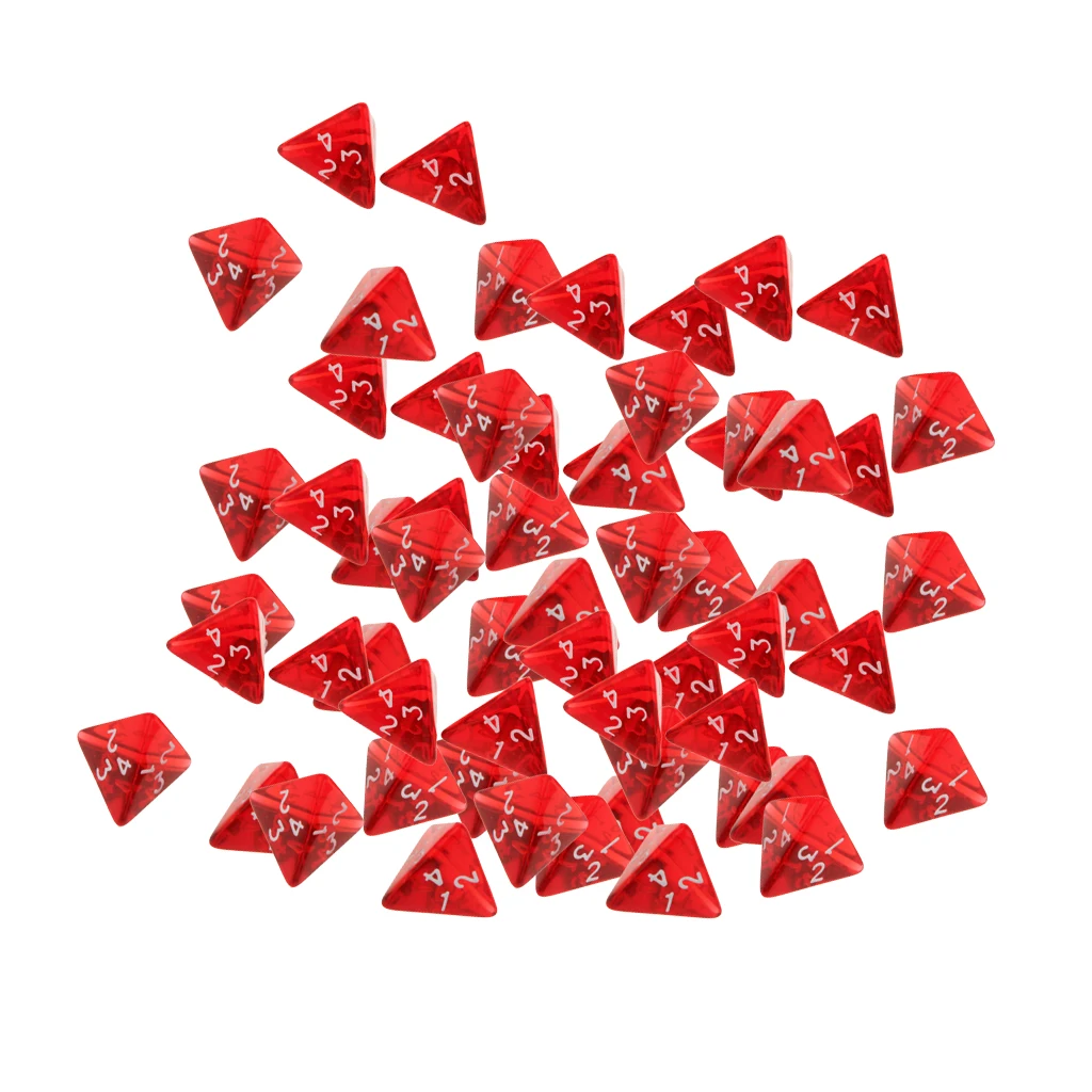 60pcs Dice Set D4 for DND Dungeons and Dragons Role Playing Game and Tabletop Red Acrylic