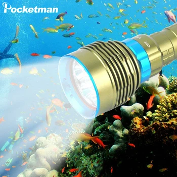 

Professional Bright Powerful Diving Flashlight Underwater Lighting Torch T6/L2 LED Camp Flashlight Use 18650/26650 Battery