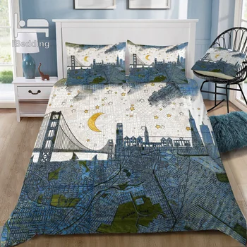 

San Francisco Starry Night 3D Bedding Set Printed Duvet Cover Set Queen King Twin Size