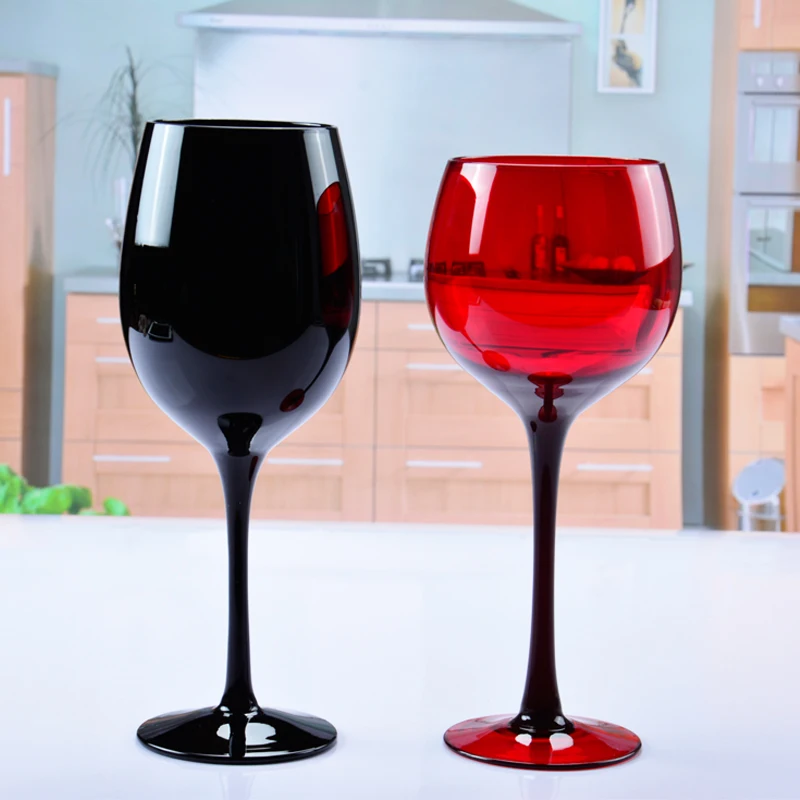 

European style lead-free red wine cup western restaurant high foot grape creative colored glass