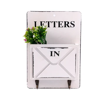 

Wooden Home Rustic Style With Hook Mail Organizer Practical Wall Mounted Office Letter Rack Key Holder Storage Durable Envelope