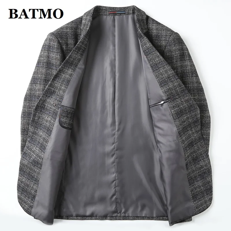 BATMO Новое поступление осенний высококачественный клетчатый повседневный мужской блейзер, мужские куртки, большие размеры 252