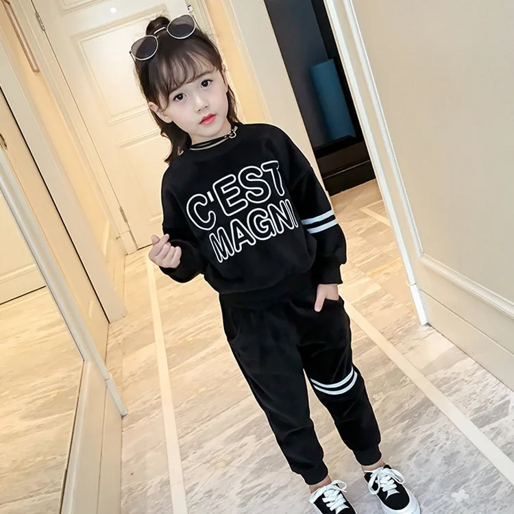 

Children Thick Sports Clothing Set Wholesale 2019 Winter New Style Korean-style Men And Women Childrenswear plus Velvet Hoodie P