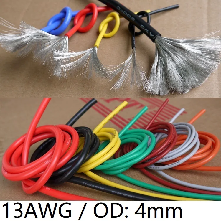 13AWG силиконовый гелевый резиновый провод OD 4 мм гибкий кабель