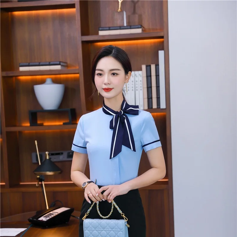 2021 Summer Office Ladies Work Wear Blouses Female Tops Clothes OL Formal  Uniform Designs Business Shirt for Women Plus Size 5XL