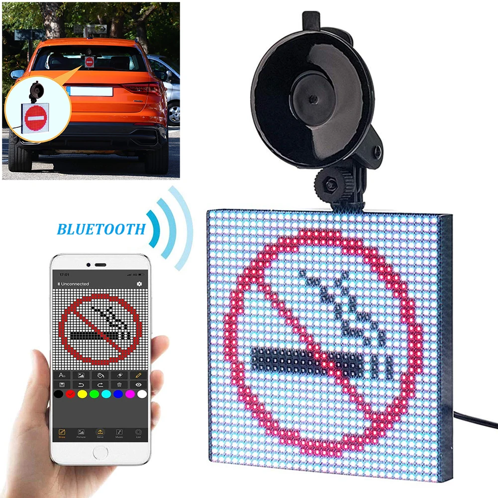 

Controlled Car Glow LED Display Board RGB Square LED Scrolling Message Screen Car Rear Window Car Tip Facial Display Light
