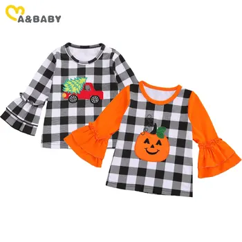 

Ma&Baby 1-6Y Toddler Kid Girls Christmas Clothes Long Sleeve Plaid T shirts Halloween Pumpkin Tee Party Costumes
