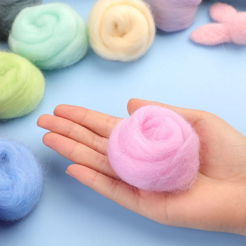 20/50/100 Pcs Mixed Color Wool Tops Roving Wool Fibre Needle Handmade Spinning Craft For DIY Doll Needlework 5g wool felting kit needle felting wool wool felt accessories