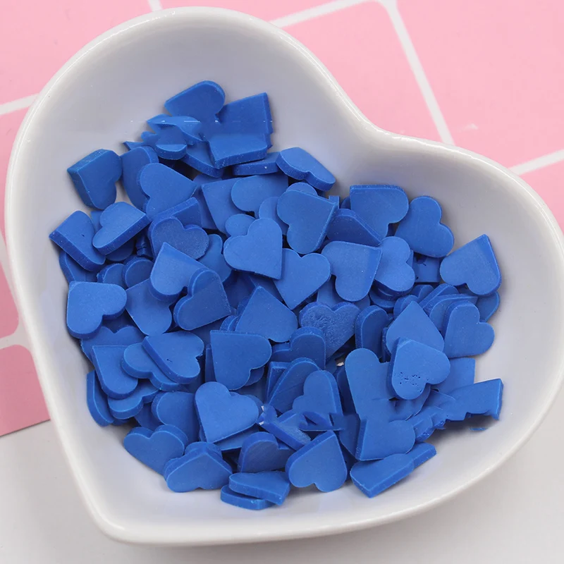 royal blue 8mm 50 г кусочек сердца Полимерная Горячая мягкая глина разбрызгивает Красочные для поделок DIY пластик Klei крошечные милые частицы грязи клейкие аксессуары - Цвет: royal blue 8mm