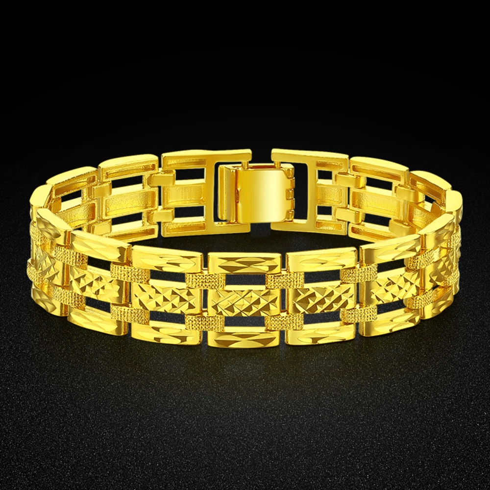 Braccialetto A Catena Da 15Mm Da Uomo Semplice Personalizzato Design Geometrico Catena D'Oro Gioielli Di Lusso Bohémien Regalo Di Compleanno Muslimah