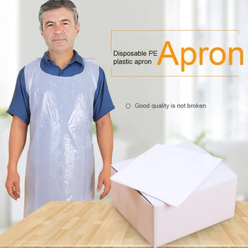 

100pcs PE Oil Proof Clothes Protector Barbecue Cooking Water Resistant Disposable Aprons Adjustable Strap Cleaning Full Cover