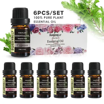 

Sweetvally 6pcs/set Cajeput Cypress 10ml For Humidifier Water-soluble Fragrance Oil Massage Essential Oil Set Women Gift