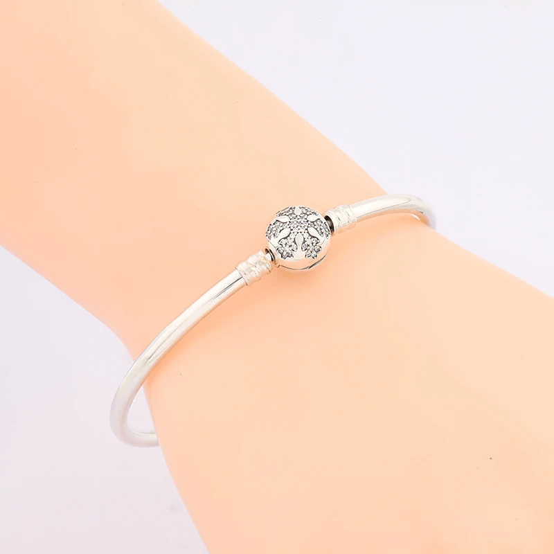 Anomokay 925 Sterling Silver Snowflake Clasp Bangles Bracelets for Women Men Couple Unique Words S925 Silver Bangles Jewelry