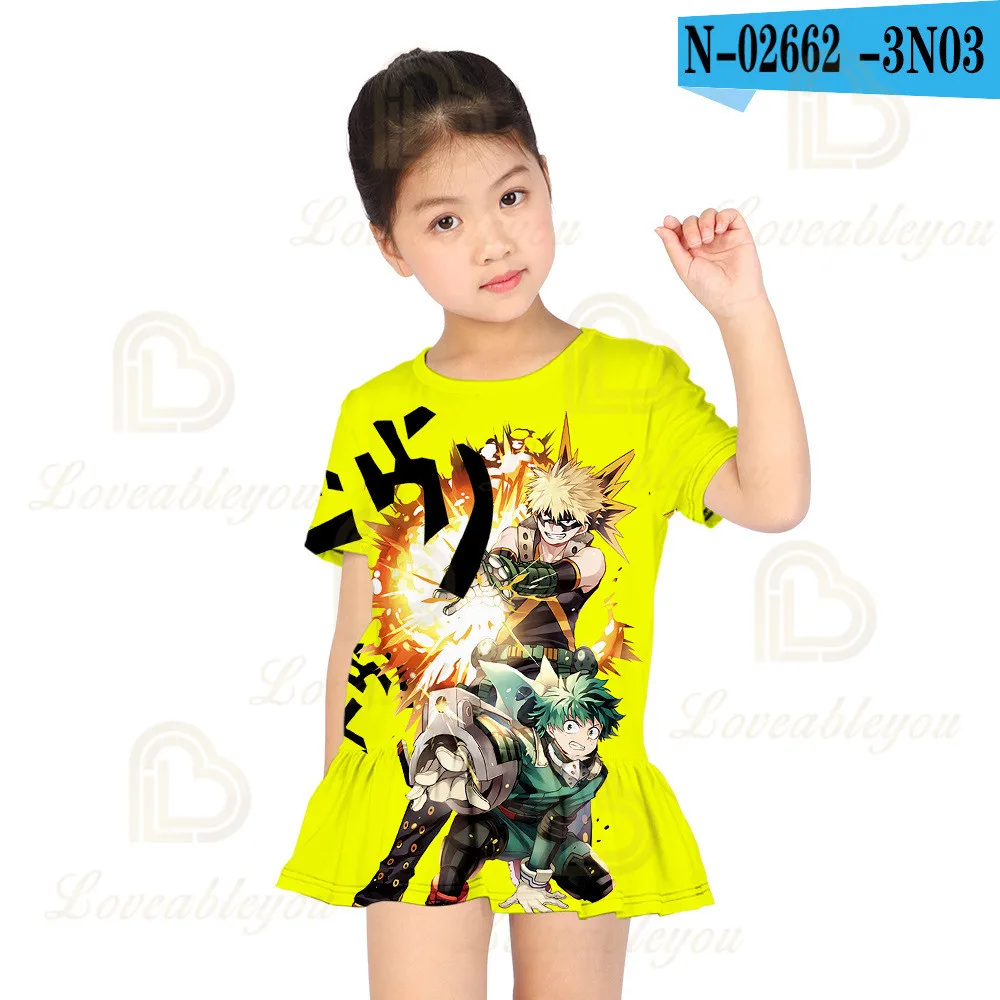 

Girls Cosplay Dress My Hero Academia New Pattern Print Cartoon Birthday Dresses Summer Children's Clothes Kids Clothing