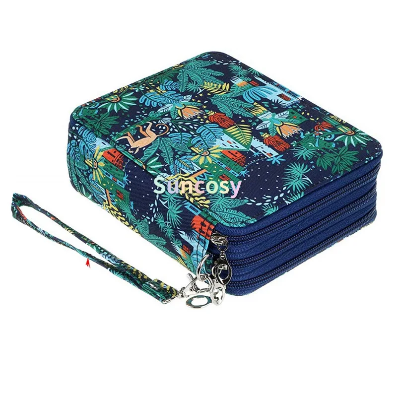 BTSKY Colored Pencil Case- 120 Slots Pencil Holder Pen Bag Large Capacity  Pencil Organizer with Handle Strap Handy Colored Pencil Box with Printing