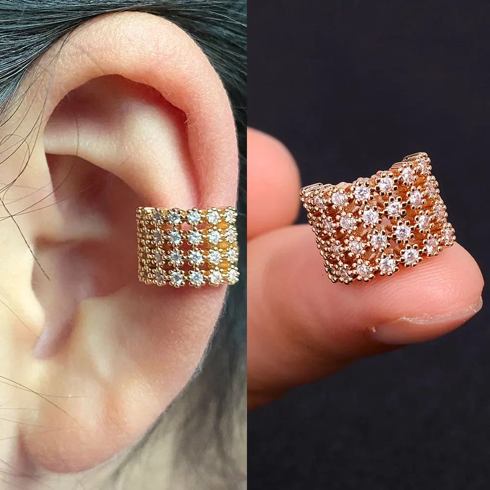 1Pc Zircon Non Piercing Ear Big ClipCuff Wrap Earrings Earcuff Fake Cartilage Clip on Auricle Earing Women Statement Wrap Cuffs