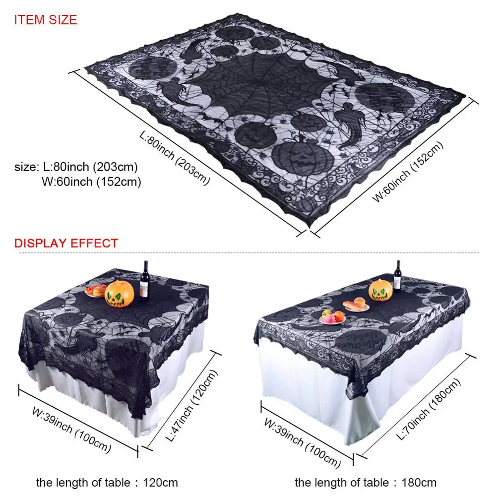 Table cloth OurWarm Хэллоуин вечерние кружевные вязаные спайдерпаутские скатерти коврик скатерть, дорожка камин мантия украшение для торжества - Цвет: Table cloth