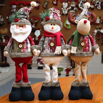 

1/3PCS Christmas Decorations Dolls Elk Snowman Santa Claus Standing Doll Xmas Tree Ornament for home Navidad Kids Gift 48*18cm
