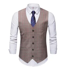 Осенне-зимний стильный Костюм Джентльмена однобортный жилет крутой клетчатый жилет Деловая одежда 163-b408