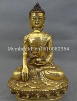 

8" Tibet Bronze Gilt Buddhist Sakyamuni Bowl Joss Shakyamuni Buddha Statue Set