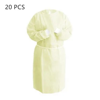 

20pcs Disposable Unisex Safety Isolation Gown with Elastic Cuff Non-Woven Splash Resistant Protection Clothes