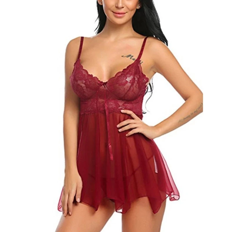 Women Sexy Sling Lingerie Nightwear Robe Babydoll Sleepwear Night Dress women lingerie women nightgowns women nightdresses sleeping dress