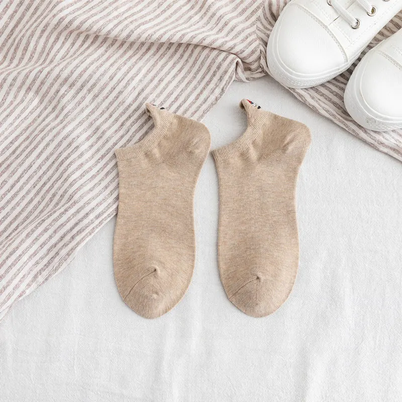 Kawaii/женские носки с вышивкой, хлопковые носки kaos kaki wanita, женские рождественские подарки, 1 пара - Цвет: 006