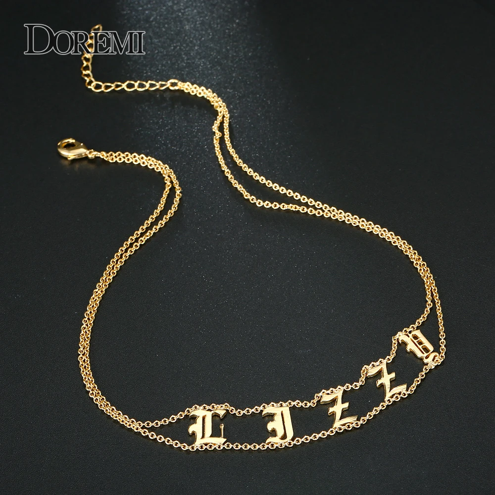 Comprar DOREMI 2019 antiguo collar de números en inglés collar de nombre personalizado gargantilla collar de letra personalizado para la joyería gótica Chic de la muchacha para la joyería de la colección de las mujeres