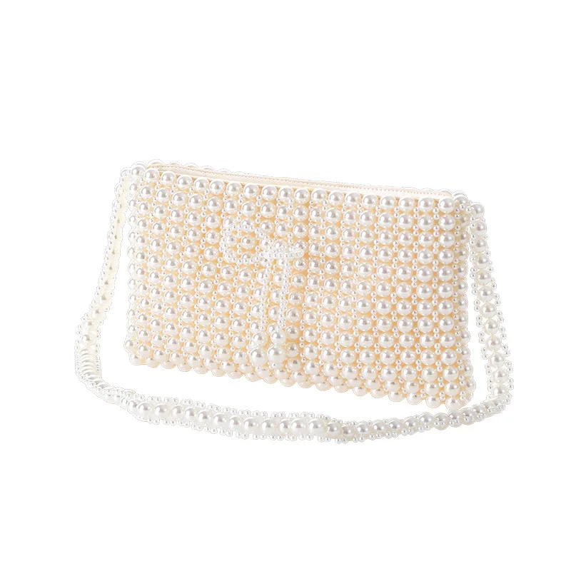 

LOLIBOX Bags For Women 2019 Pearls Bowknot Day Clutches Sweet Evening Bags Ladies Shoulder Bags For Bridal Wedding Clutch Purse