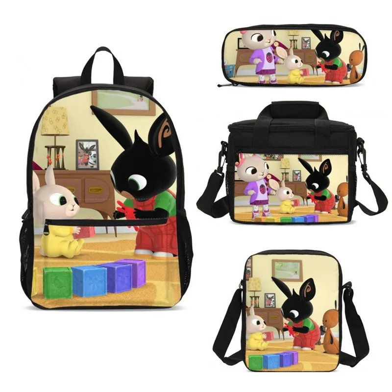 

4Pcs/Set Portfolio School Bags For Girls Boys Cute Cartoon Bing Bunny 3D Printing Backpacks Teenage Kids Bookbag Mochila Escolar