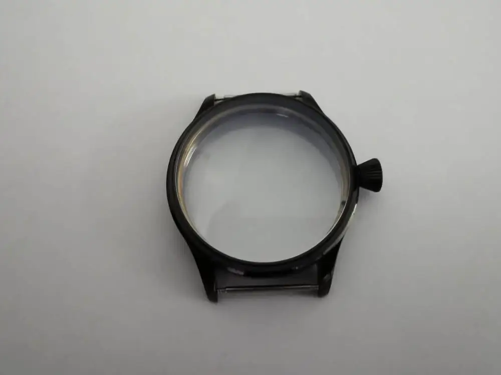 

44mm pvd Black Watch Case Corgeut Fit Eta 6497 6498 Seagull st3600 st3620 Manual winding movement