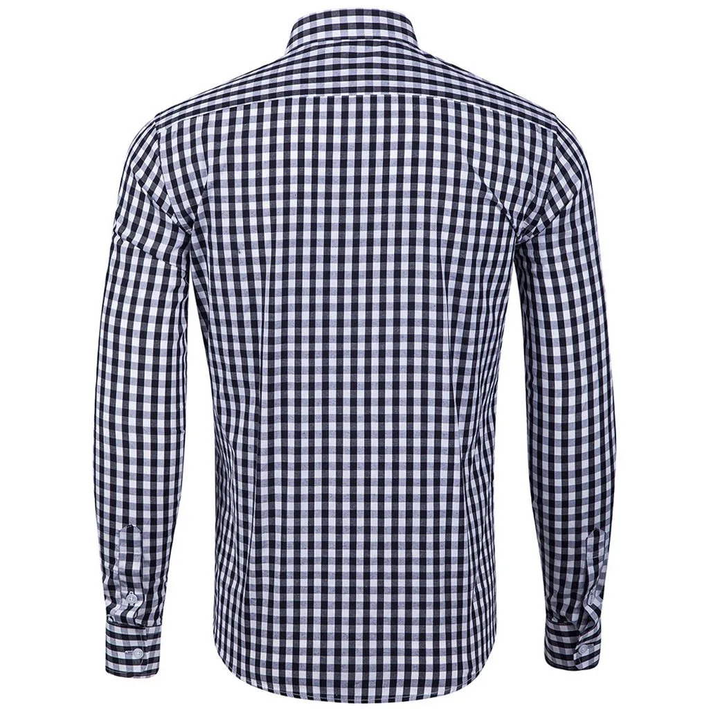 Camisa masculina, модная мужская Повседневная рубашка, новинка, в клетку, с карманом, с длинным рукавом, рубашка, топ, блуза, erkek mon, рубашка для мужчин
