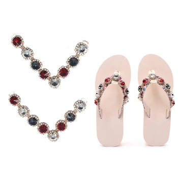 

2 pieces/bag 85X85MM Fashion two-color Round Crystal Diamond Slipper Jewelry Accessories for DIY hand-sewn dress Decoration