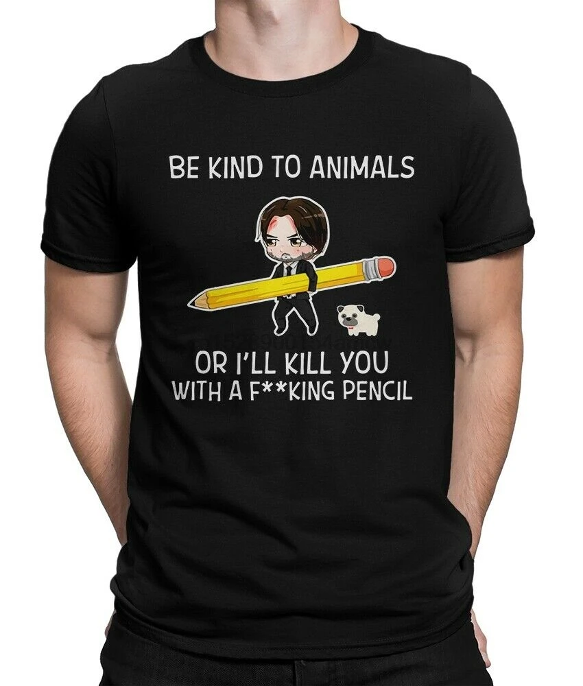 Keanu Reeves Funny Pencil T Shirt Be Kind To Animals Men's Women's Tee|Áo  phông| - AliExpress
