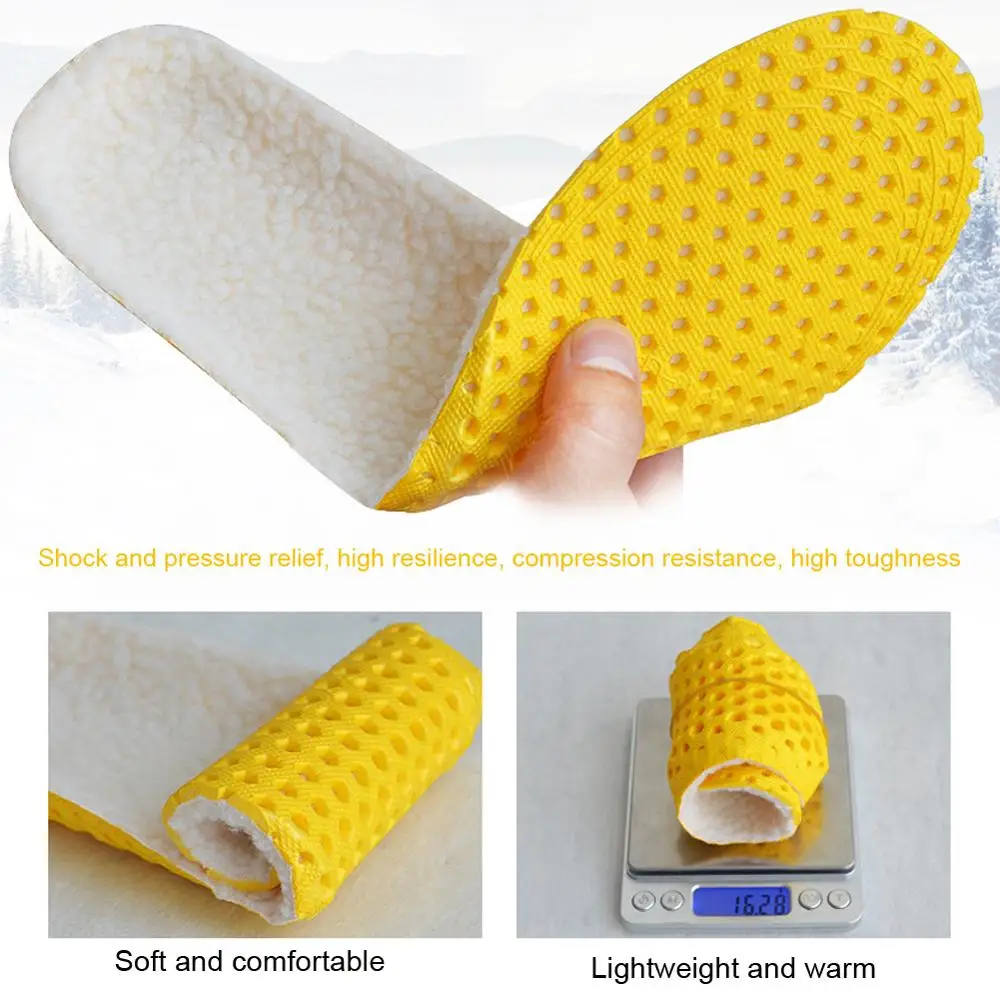 Keep Warm Heated Cashmere Thermal Insoles Thicken Soft Breathable Winter Sport Shoes Insert For Man Woman Boots Pad Sole