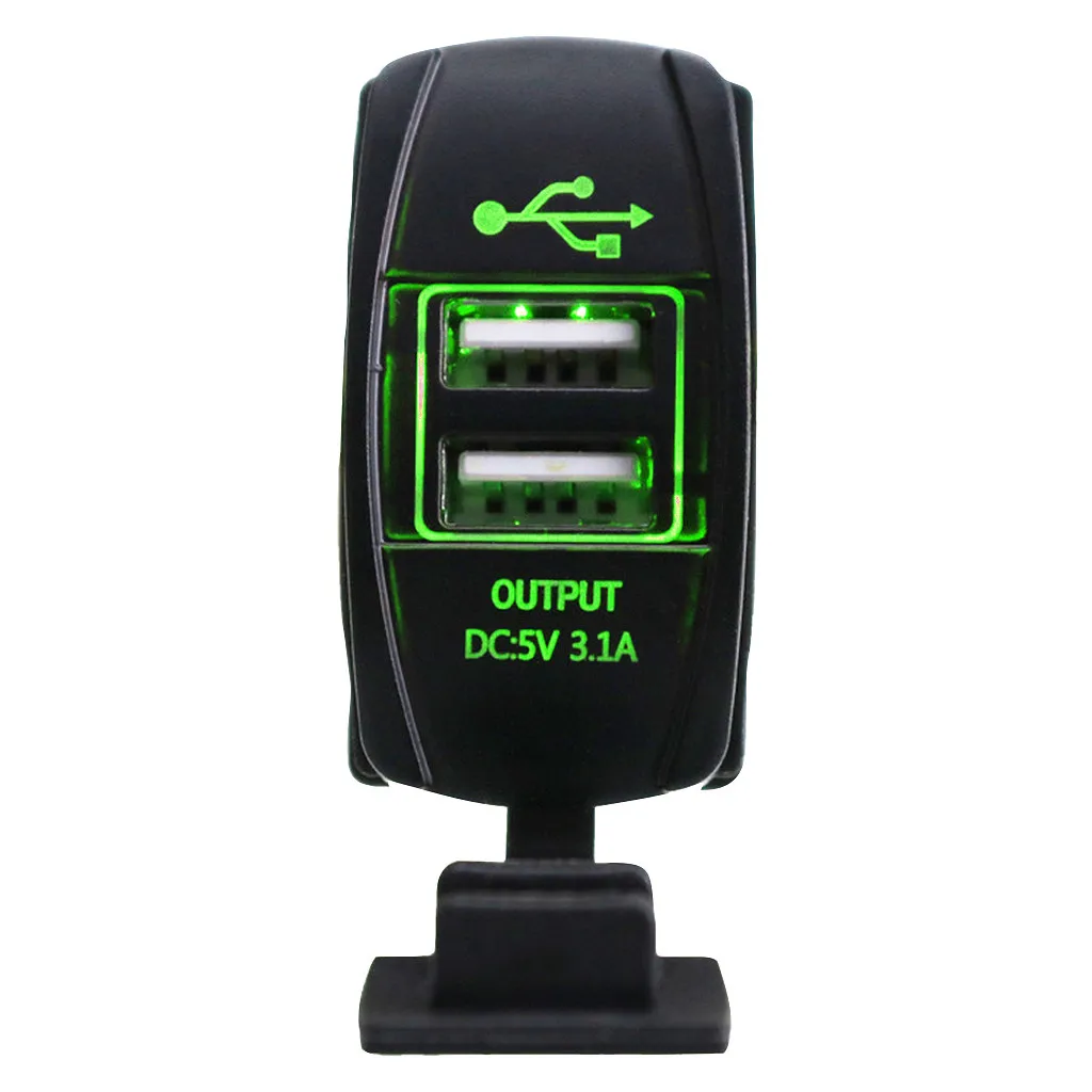 green Лучшие продажи 12/24V 3.1A автомобиля Motorcyc Dual USB Мощность Зарядка порт розетка разъем светодиодный Дисплей Bs sup Порты и разъёмы дропшиппинг - Тип штекера: green