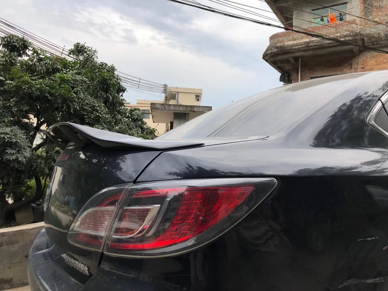 Для Mazda 6 спойлер 2009 2010 2011 2012 2013 года глянцевое углеродное волокно/frp зад крылом R стиль спойлер, аксессуары