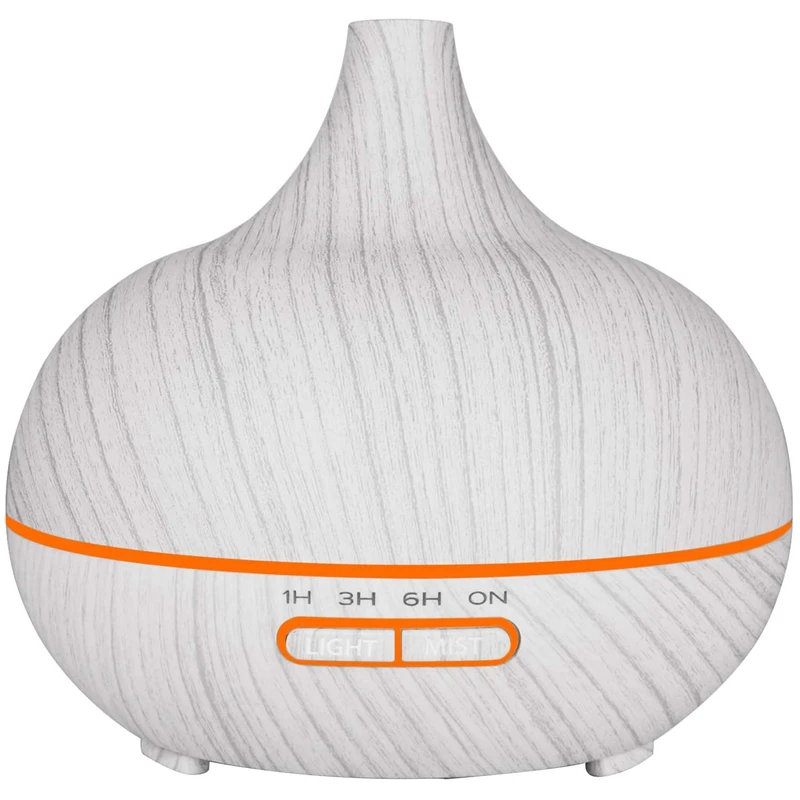 

300ml Electric Humidifier Aroma Oil Diffuser Ultrasonic White Wood Grain Air Purifier with 7 colors LED Lights for home EU Plug