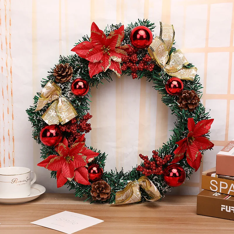 

2019 new hot handmade christmas decor 40cm rattan wreath Christmas shopping mall decorative wreath